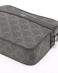 Pre-Loved Triomphe Camera Bag Crossbody Bag Triomphe Coated Canvas Medium with Silver Hardware, Black Brown