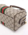 Pre-Loved Ophidia GG Mini Boston Handbag Monogram Coated Canvas Mini with Gold Hardware, Beige Ebony