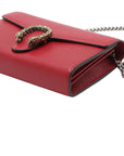 Pre-Loved Dionysus Wallet on Chain Crossbody Bag Leather Mini with Aged Silver Hardware, Red