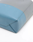 Pre-Loved Cabas Tote Leather Small with Gold Hardware, Gray and Blue
