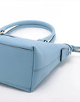 Pre-Loved Interlocking G Charm Tote Leather with Gold Hardware, Light Blue