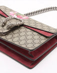 Pre-Loved Dionysus Blooms Shoulder Bag Monogram Coated Canvas Small with Aged Silver Hardware, Beige Ebony with Pink Floral