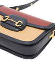 Pre-Loved Horsebit 1955 Shoulder Bag Leather Small with Gold Hardware, Red, Tan and Navy