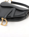 Pre-Loved Saddle Shoulder Bag Leather Mini with Gold Hardware, Black