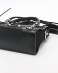 Pre-Loved Classic City Handbag Canvas Plain Mini with Silver Hardware, Black