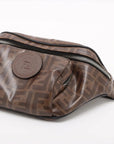 Pre-Loved FF Logo Belt Bag Belt Bag Coated Canvas with Silver Hardware, Brown