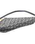 Pre-Loved Saddle Pochette Shoulder Bag Oblique Coated Canvas Mini with Gold Hardware, Navy Blue