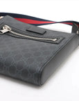 Pre-Loved GG Supreme Messenger Crossbody Bag Monogram Coated Canvas Small with Silver Hardware, Black