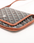 Pre-Loved Plumet Crossbody Bag Goyardine Chevron Coated Canvas with Silver Hardware, Black and Tan