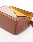 Pre-Loved Puzzle Handbag Leather Mini with Gold Hardware, Yellow, Tan, Cream