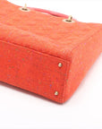 Pre-Loved Lady Dior Handbag Cannage Tweed Large with Gold Hardware, Red