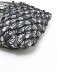 Pre-Loved Oblique Net Tote Tote Oblique Coated Canvas with Gold Hardware, Navy Blue and Beige