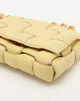 Pre-Loved Chain Cassette Shoulder Bag Intrecciato Leather with Gold Hardware, Pale Yellow