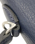 Pre-Loved Kelly Handbag Leather Mini II with Palladium Hardware, Navy Blue
