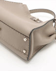 Pre-Loved Peekaboo Selleria Handbag Leather with Silver Hardware, Taupe