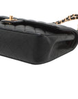 Pre-Loved Classic Double Flap Shoulder Bag Quilted Leather Medium with Gold Hardware, Black