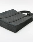 Pre-Loved Sac Plat Tote Monogram Coated Canvas with Silver Hardware, Black