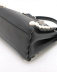 Pre-Loved Peekaboo Handbag Leather Mini with Silver Hardware, Black