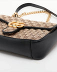 Pre-Loved GG Marmont Shoulder Bag Monogram Coated Canvas Small with Gold Hardware, Beige Ebony