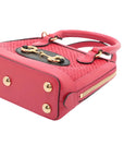Pre-Loved Horsebit 1955 Handbag Woven Raffia Mini with Gold Hardware, Pink