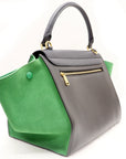 Pre-Loved Trapeze Handbag Leather Medium with Gold Hardware, Gray