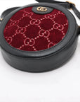 Pre-Loved Ophidia Round Mini Crossbody Bag Monogram Velvet Mini with Aged Gold Hardware, Red and Black
