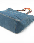 Pre-Loved CC Denim Tote Denim with Tortoise Shell Hardware, Blue