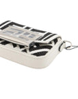 Pre-Loved Baguette Crossbody Bag Monogram Canvas Nano with Silver Hardware, White and Black