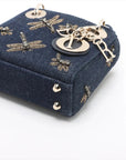 Pre-Loved Lady Dior Handbag Denim Mini with Gold Hardware, Blue