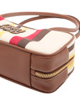 Pre-Loved Bowling Bag Handbag Striped Canvas Small with Gold Hardware, Beige Multicolor
