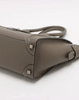 Pre-Loved Luggage Tote Leather Micro with Silver Hardware, Taupe