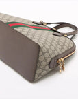 Pre-Loved Ophidia Handbag Monogram Coated Canvas Medium with Gold Hardware, Beige/Ebony