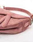 Pre-Loved Saddle Shoulder Bag Suede Mini with Gold Hardware, Pink