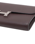 Pre-Loved Constance Long To Go Crossbody Bag Leather with Palladium Hardware, Dark Brown