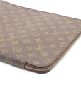 Pre-Loved Poche Documents Clutch Monogram Coated Canvas with Gold Hardware, Brown