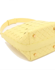 Pre-Loved Wallace Shoulder Bag Intrecciato Leather Small with Gold Hardware, Yellow