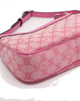 Pre-Loved GG-P Half-Moon Shoulder Bag Monogram Coated Canvas Small with Silver Hardware, Pink