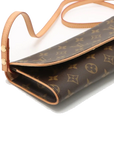 Pre-Loved Pochette Twin Crossbody Bag Monogram Coated Canvas GM with Gold Hardware, Brown