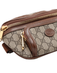 Pre-Loved GG Supreme Belt Bag Monogram Coated Canvas with Gold Hardware, Beige and Ebony
