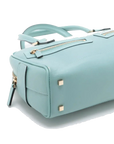 Pre-Loved Boston Handbag Microguccissima Leather Small with Gold Hardware, Light Blue