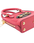 Pre-Loved Horsebit 1955 Handbag Woven Raffia Mini with Gold Hardware, Pink