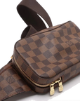 Pre-Loved Geronimos Crossbody Bag Damier Coated Canvas with Gold Hardware, Brown