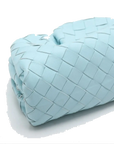 Pre-Loved The Pouch Crossbody Bag Intrecciato Leather Mini with Silver Hardware, Light Blue