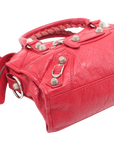 Pre-Loved Classic City Handbag Leather Mini with Silver Hardware, Red