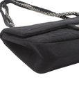 Pre-Loved 2.55 Reissue Double Flap Shoulder Bag Quilted Jersey 226 with Aged Silver Hardware, Black