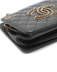 Pre-Loved CC Chain Logo Quilted Chain Bag Shoulder Bag Quilted Leather Small with Gold Hardware, Black