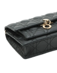 Pre-Loved Lady Dior Wallet on Chain Cannage Leather with Gold Hardware, Black