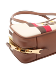 Pre-Loved Bowling Bag Handbag Striped Canvas Small with Gold Hardware, Beige Multicolor