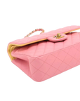 Pre-Loved Classic Double Flap Shoulder Bag Quilted Leather Small with Rainbow Iridescent Hardware, Pink