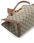 Pre-Loved Padlock Tote Monogram Coated Canvas Small with Gold Hardware, Beige Ebony